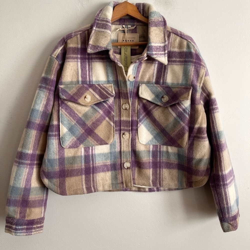 BLANKNYC Plaid Lavender Cropped Jacket